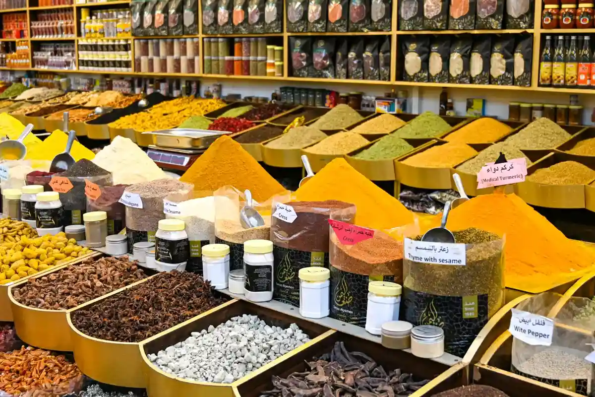 Produkte und Gewürze des Souks in Dubai