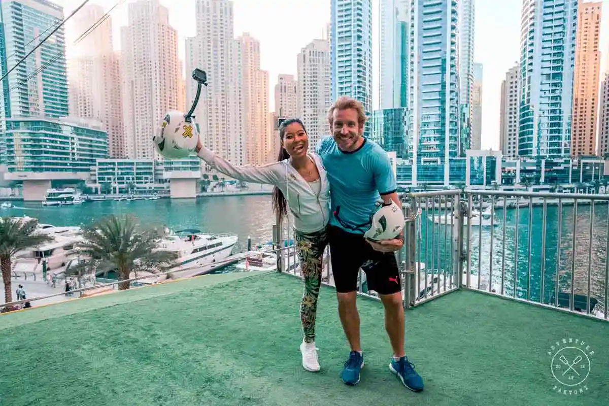 Ein Bild vom Ende der Zipline-Strecke in Dubai