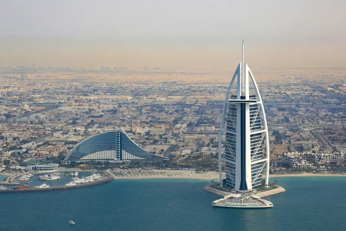 The unique architecture of the Burj Al Arab in Dubai